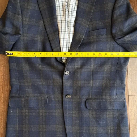 Lauren Ralph Lauren Men's 100% Wool Plaid Blazer Jacket Navy Blue Size 40R